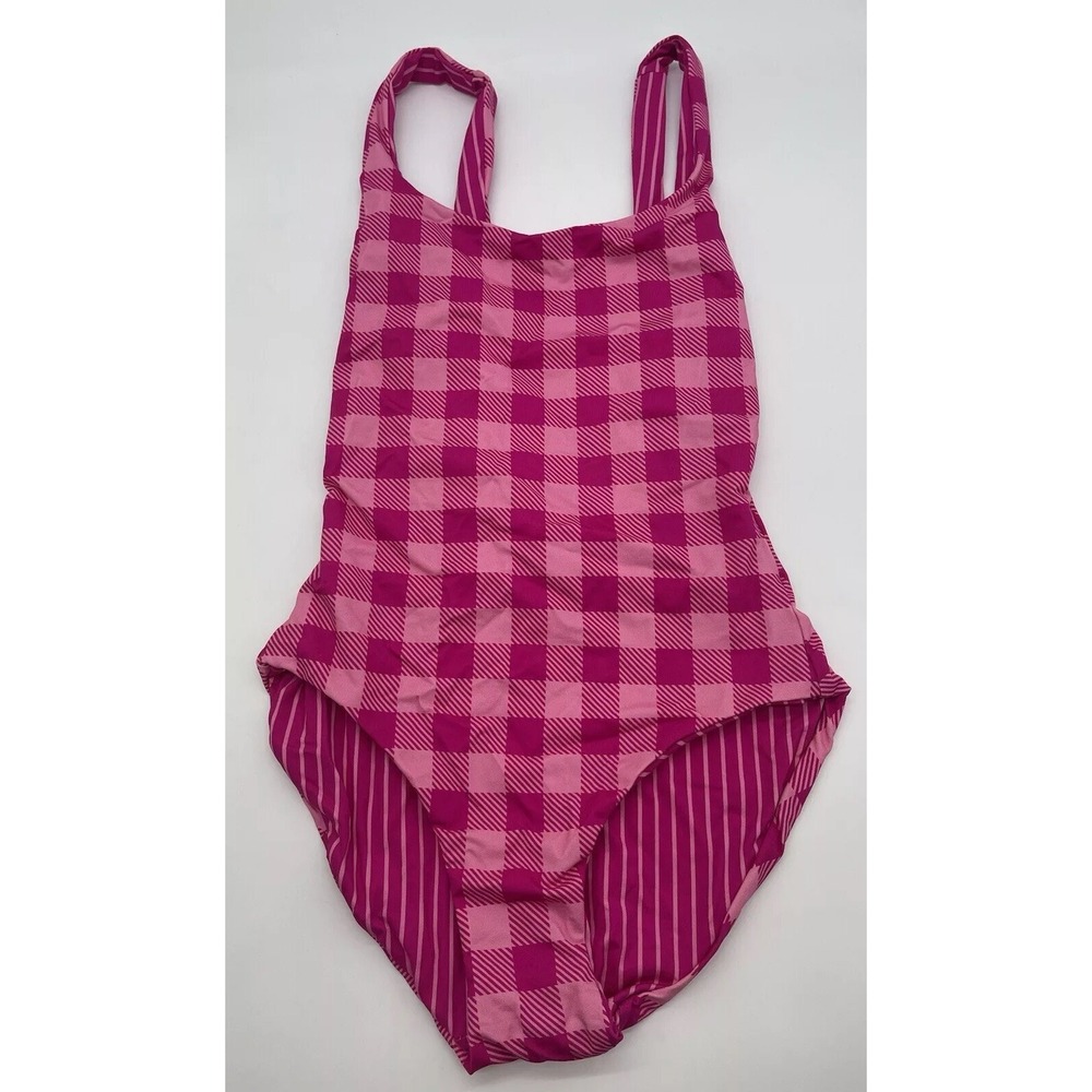 Solid & Striped Orchid Striped Gingham Annemarie Reversible One Piece Swim XS